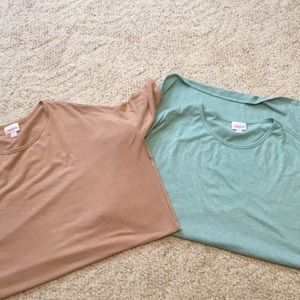 2- LuLaRoe Irma’s- beige solid and baby blue S